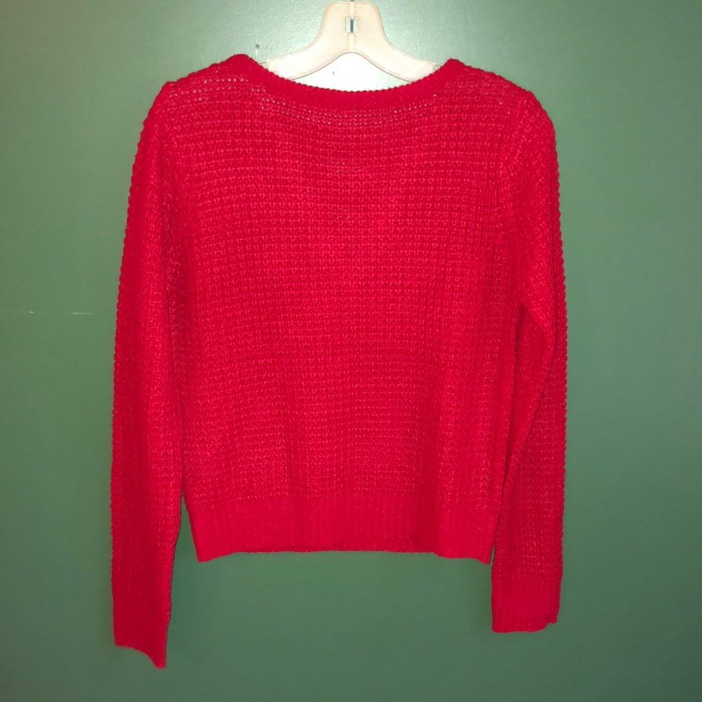 Ambiance Apparel Waffle Knit Sweater Crossback